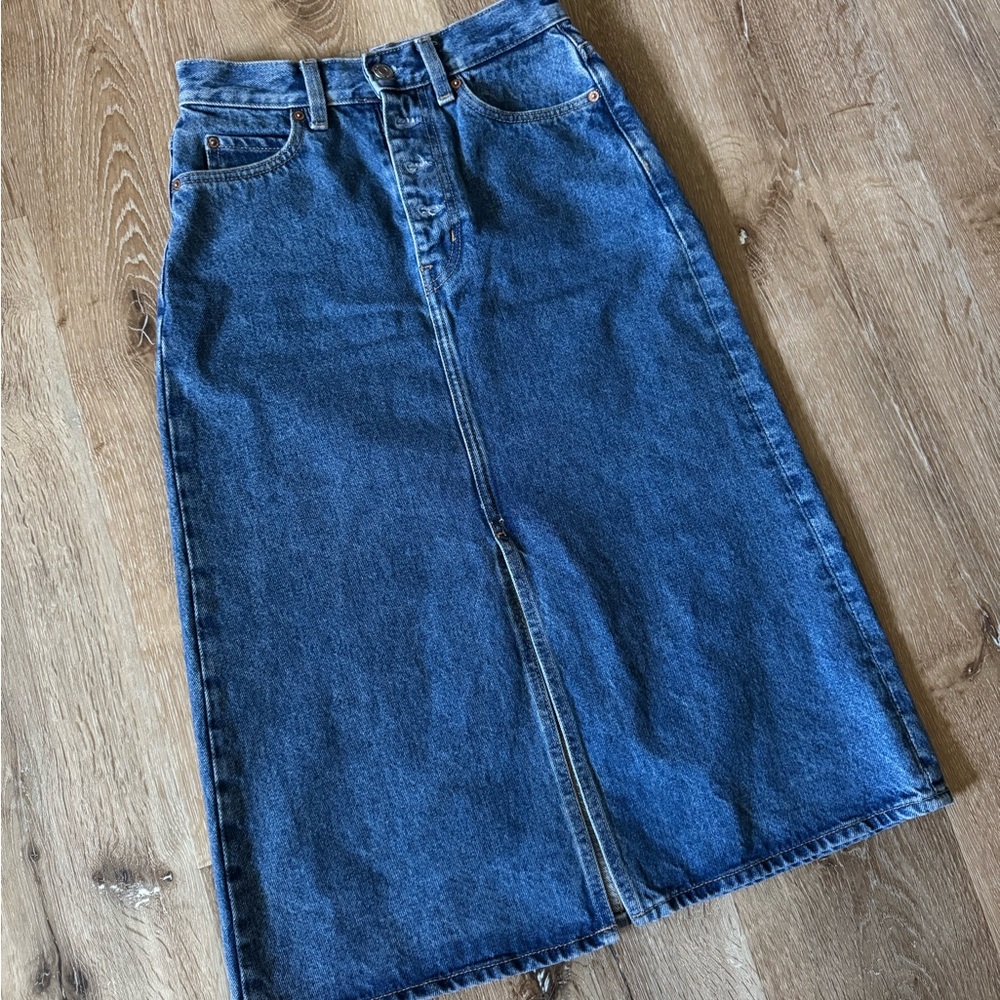 & Other Stories Blue Denim Midi Skirt‎ Size 2